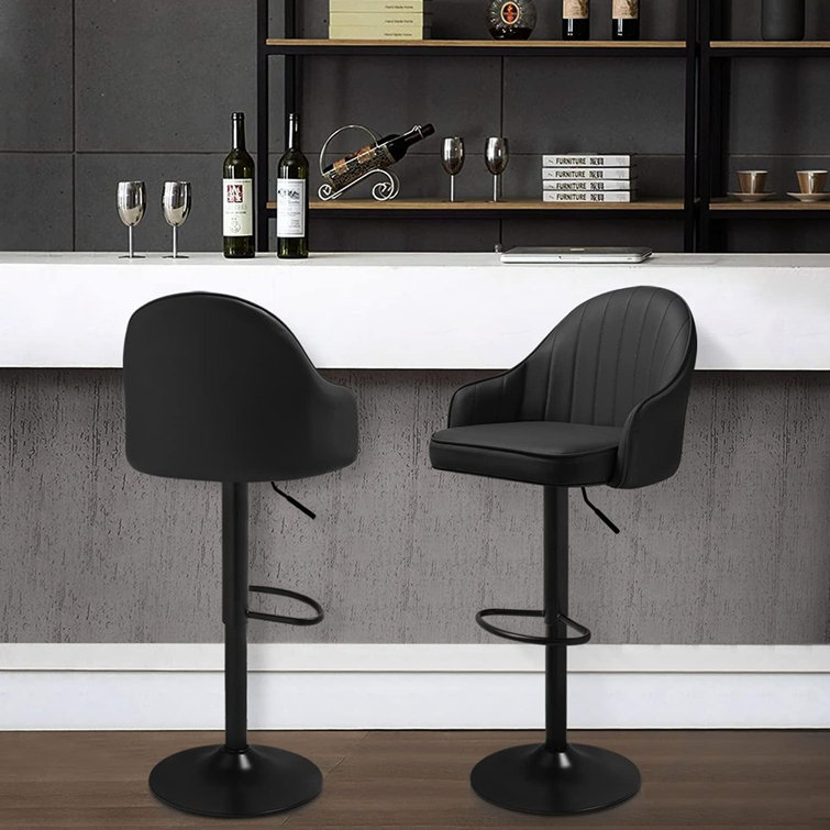 Hokku Designs Modern Shell Back Bar Stools PU Leather Counter